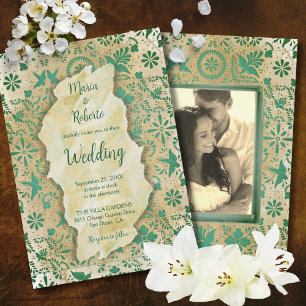 Rustic Emerald Green Tiles Mexican Wedding Invitat Invitation