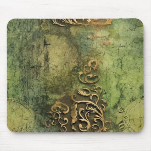 Rustic Emerald Steampunk Machinery Mouse Pad