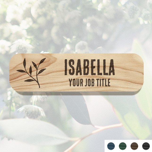 Rustic Employee Name Woodgrain Brown Staff  ID Tag (Creator Uploaded)