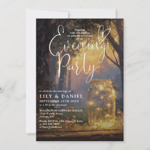 Rustic Enchanted Forest Mason Jar Evening Party  Invitation