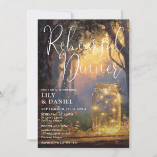 Rustic Enchanted Forest Mason Jar Rehearsal Dinner Invitation
