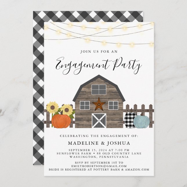 Rustic Engagement Party Fall Country Barn  Invitation (Front/Back)