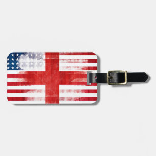 Rustic English American Flag Luggage Tag