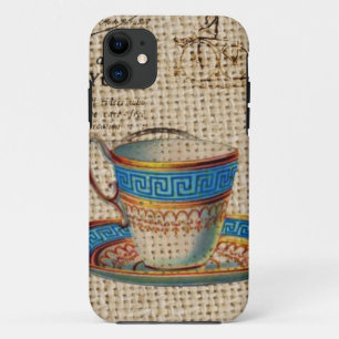 Rustic english country tea party blue teacup Case-Mate iPhone case