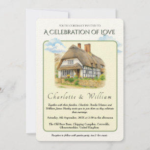 Rustic English Countryside Cottagecore Wedding Invitation