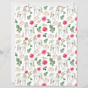 Rustic Equestrian Floral Pink Scrapbook Paper