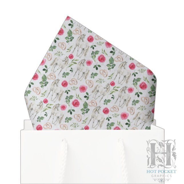 Rustic Equestrian Floral Pink Tissue Paper (Creator Uploaded)
