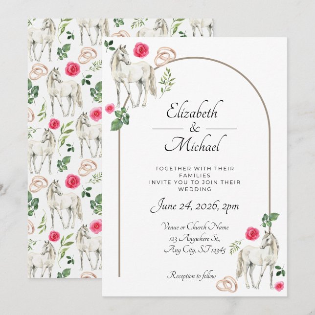 Rustic Equestrian Floral Pink Wedding Invitation (Creator Uploaded)