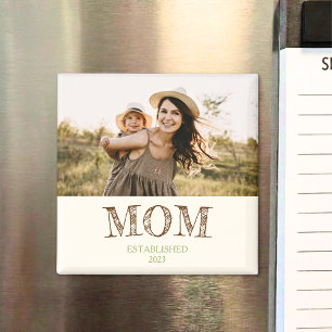 Rustic Established Mom Name Year Gift Magnet
