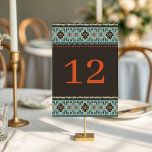 Rustic Ethnic Tribal Winter Wedding Table Number<br><div class="desc">This modern wedding design is perfect for a winter wedding with a rustic tribal feel. Personalise with each table number. Design repeats on reverse side. The text can be personalised by editing the text box. Designed for you by Evco Studio © at www.zazzle.com/store/evcostudio #wedding #tablenumbers #weddinginspiration #rustic #modern #tribal #ethnic...</div>