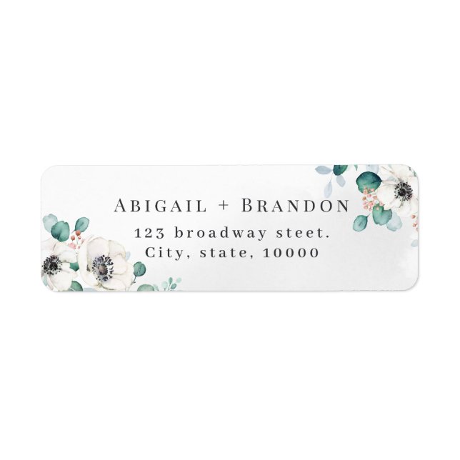 Rustic eucalyptus anemone floral return address la (Front)