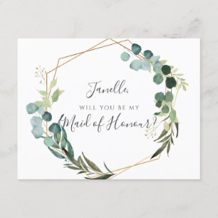 Rustic Eucalyptus Be my DIY Maid of Honour Invitation