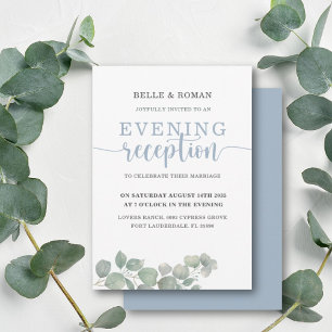 Rustic Eucalyptus Blue Wedding Reception Invitation
