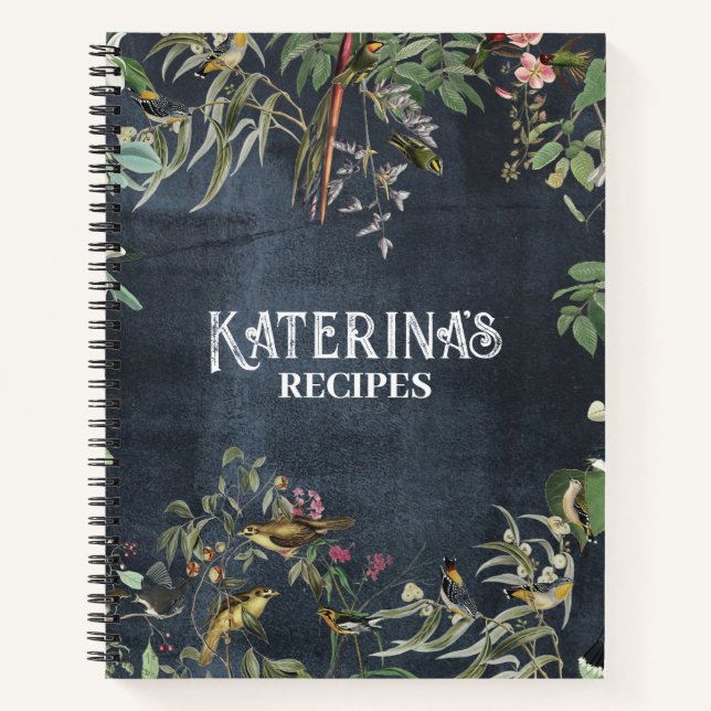 Rustic Eucalyptus Botanical Chalkboard Recipe  Notebook (Front)