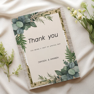 Rustic eucalyptus botanical greenery Thank You Invitation