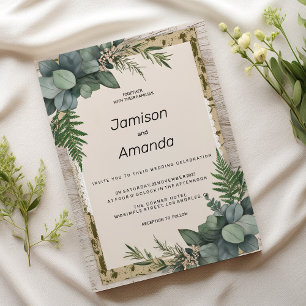 Rustic eucalyptus botanical greenery Wedding Invitation