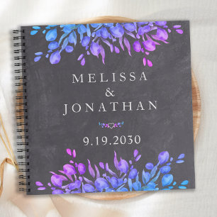 Rustic Eucalyptus Botanical Grey Wedding Guestbook Notebook