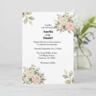 Rustic Eucalyptus Botanical Wedding Invitation