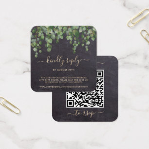 Rustic Eucalyptus Botanical Wedding QR Code RSVP
