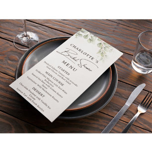 Rustic Eucalyptus Bridal Shower Menu Card