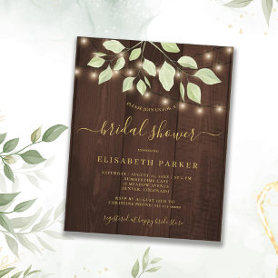 Rustic eucalyptus budget bridal shower invitation