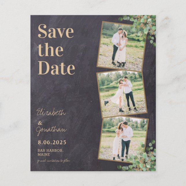 Rustic Eucalyptus Budget Wedding Save The Date (Front)