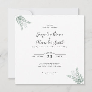 Rustic Eucalyptus Calligraphy Wedding Invitation