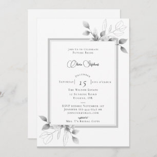 Rustic Eucalyptus Calligraphy Winter Bridal Shower Invitation
