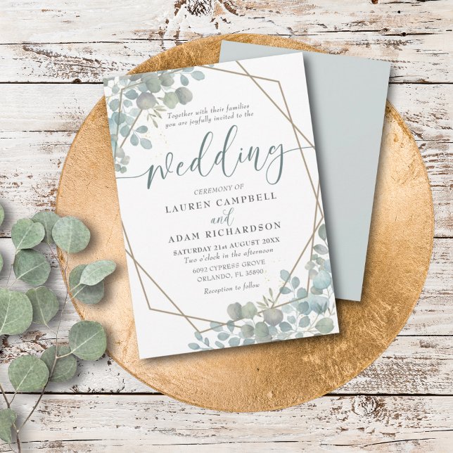 Rustic Eucalyptus Dusty Blue Wedding  Invitation (Creator Uploaded)