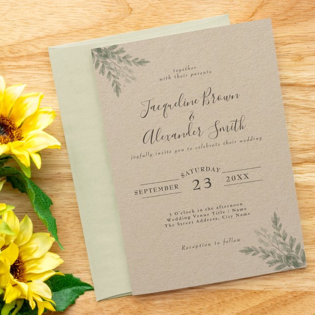 Rustic Eucalyptus Eco Friendly Kraft Paper Wedding Invitation (Creator Uploaded)