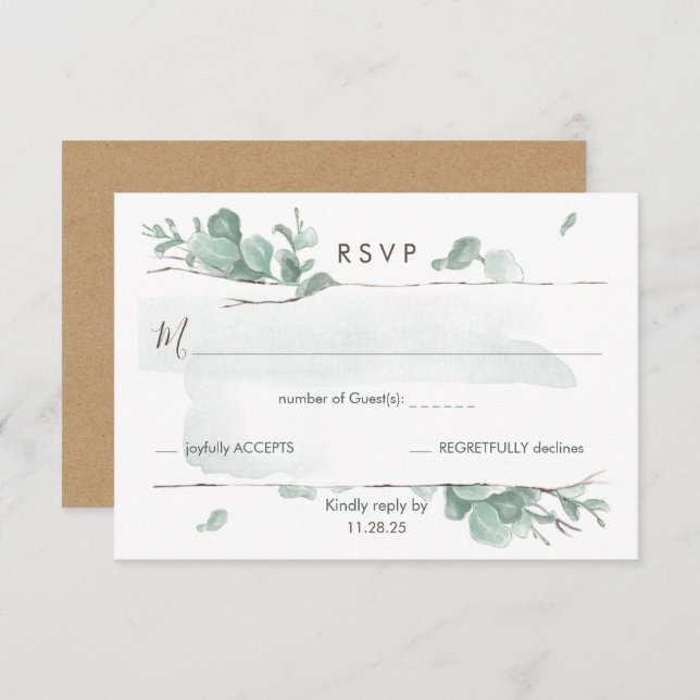 Rustic Eucalyptus Enclosure RSVP Card (Front/Back)