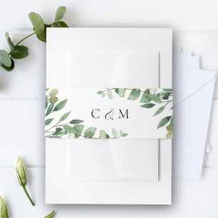 Rustic Eucalyptus Foliage Wedding Invitation Belly Band