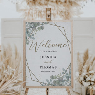 Rustic Eucalyptus Foliage Wedding Welcome Poster