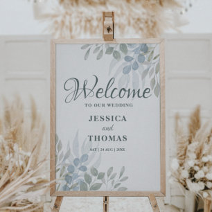 Rustic Eucalyptus Foliage Wedding Welcome Poster
