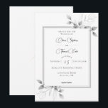 Rustic Eucalyptus Frame Calligraphy Winter Wedding Invitation<br><div class="desc">Eucalyptus and myrtle leaves, hand-drawn in classic graphite pencil and layered, some in white gold (digitally), make for a modern, sophisticated, elegant and chic winter wedding invitation template that is a modern take on a traditional floral wedding frame. The texture of the black pencil shows through on the white paper,...</div>
