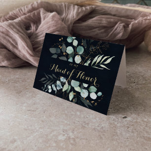 Rustic Eucalyptus Gold Blue Bridal Party Thank You