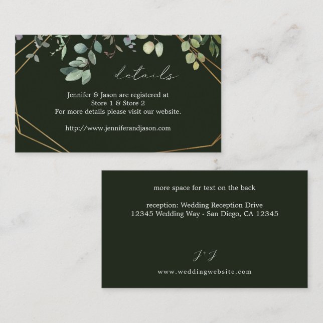 Rustic Eucalyptus & Gold Details SM - Green Enclosure Card (Front/Back)