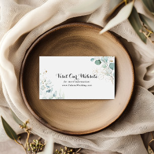 Rustic Eucalyptus Gold Floral Wedding Website Enclosure Card