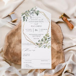 Rustic Eucalyptus & Gold Frame Wedding All In One Invitation<br><div class="desc">Make sending the invitation and RSVP easy while amazing your guests with your beautiful Rustic Eucalyptus & Gold Frame Wedding All In One Invitations.</div>