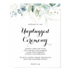 Rustic Eucalyptus Gold Unplugged Ceremony Sign