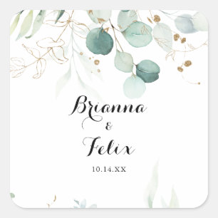 Rustic Eucalyptus Gold Wedding Envelope Seals