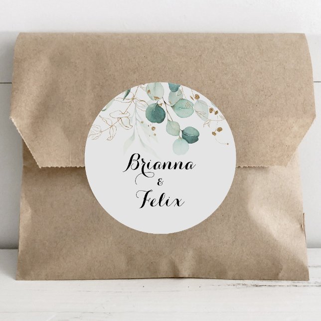 Rustic Eucalyptus Gold Wedding Envelope Seals (Creator Uploaded)
