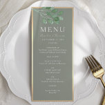 Rustic Eucalyptus Green Wedding Menu Card<br><div class="desc">Elegant sage green wedding menu featuring watercolor eucalyptus greenery and a modern gold border. This minimalist design is perfect for rustic,  botanical,  or boho celebrations. Easily customise with your menu and names. For help or additional items,  contact me at bpkolman@gmail.com.</div>