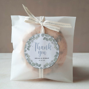 Rustic Eucalyptus Green Wedding Thank You Classic Round Sticker