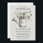 Rustic Eucalyptus Greenery 70th Birthday Party  Invitation<br><div class="desc">A Rustic elegant botanical greenery eucalyptus and cotton in a watercolor watering can,  outdoor 60th birthday party in a garden location,  accompanied by a classic engraved style open face typography that is contrasted with a flowery modern script typography overlay All on a faux linen texture creamy off white background.</div>