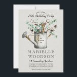 Rustic Eucalyptus Greenery 70th Birthday Party  Invitation<br><div class="desc">A Rustic elegant botanical greenery eucalyptus and cotton in a watercolor watering can,  outdoor 60th birthday party in a garden location,  accompanied by a classic engraved style open face typography that is contrasted with a flowery modern script typography overlay All on a faux linen texture creamy off white background.</div>