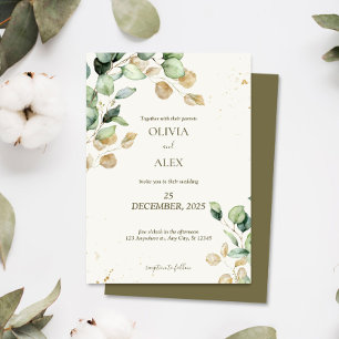 Rustic eucalyptus greenery  aesthetic wedding  invitation