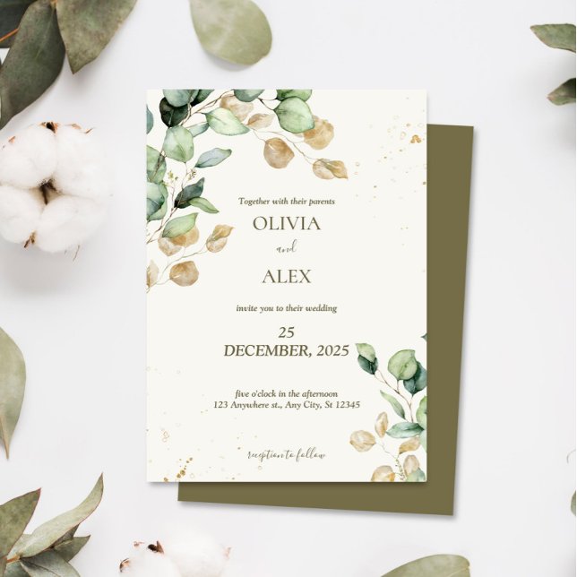Rustic eucalyptus greenery  aesthetic wedding  invitation (Creator Uploaded)