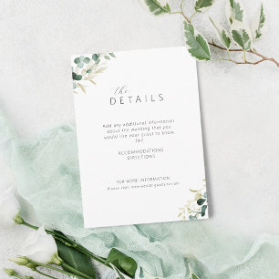Rustic eucalyptus greenery boho wedding details enclosure card