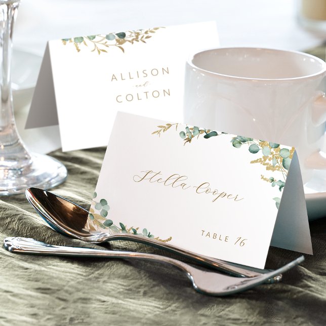 Rustic eucalyptus greenery boho wedding Place Card (Rustic eucalyptus greenery boho wedding Place Card)